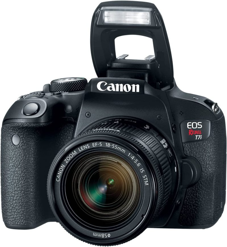 Canon EOS Rebel T7i with Lens and Flash